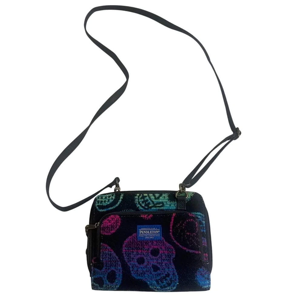 Pendleton Wool Sugar Skull Crossbody Bag dia de Los muertosEUC Wallet Organizer